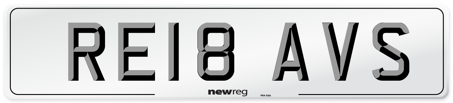 RE18 AVS Number Plate from New Reg